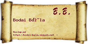 Bodai Béla névjegykártya